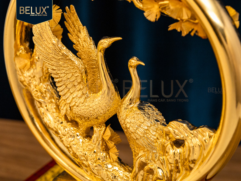 Tương Tùng Hạc Diên Niên Dát Vàng 24k 20×16.5x24cm